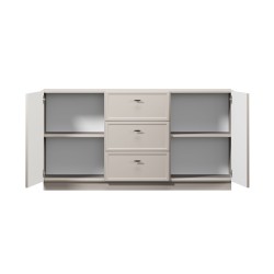 Komoda Lorini 150 cm z szufladami - kaszmir / czarne uchwyty T-bar Komoda Lorini 150 cm z szufladami - kaszmir / czarne uchwyty T-bar
