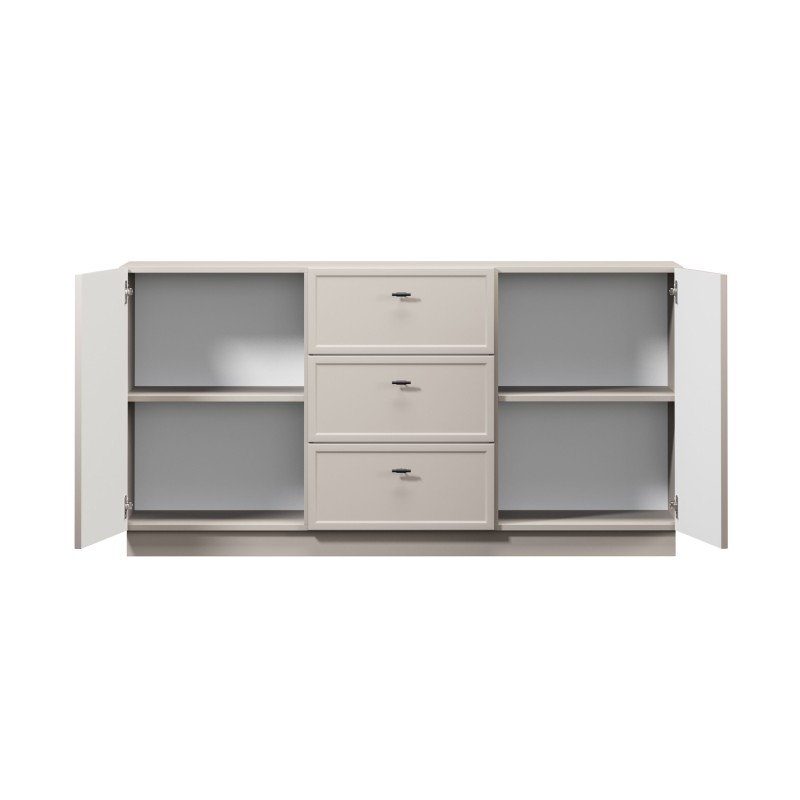Komoda Lorini 150 cm z szufladami - kaszmir / czarne uchwyty T-bar Komoda Lorini 150 cm z szufladami - kaszmir / czarne uchwyty T-bar