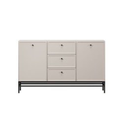 Komoda Lorini 150 cm z szufladami - kaszmir / czarne uchwyty / stelaż Komoda Lorini 150 cm z szufladami - kaszmir / czarne uchwyty / stelaż