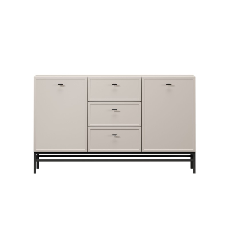 Komoda Lorini 150 cm z szufladami - kaszmir / czarne uchwyty T-bar / stelaż Komoda Lorini 150 cm z szufladami - kaszmir / czarne uchwyty T-bar / stelaż