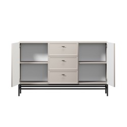 Komoda Lorini 150 cm z szufladami - kaszmir / czarne uchwyty T-bar / stelaż Komoda Lorini 150 cm z szufladami - kaszmir / czarne uchwyty T-bar / stelaż