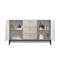 Komoda Lorini 150 cm z szufladami - kaszmir / czarne uchwyty T-bar / stelaż Komoda Lorini 150 cm z szufladami - kaszmir / czarne uchwyty T-bar / stelaż