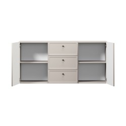 Komoda wisząca Lorini 150 cm z szufladami - kaszmir / czarne uchwyty Komoda wisząca Lorini 150 cm z szufladami - kaszmir / czarne uchwyty