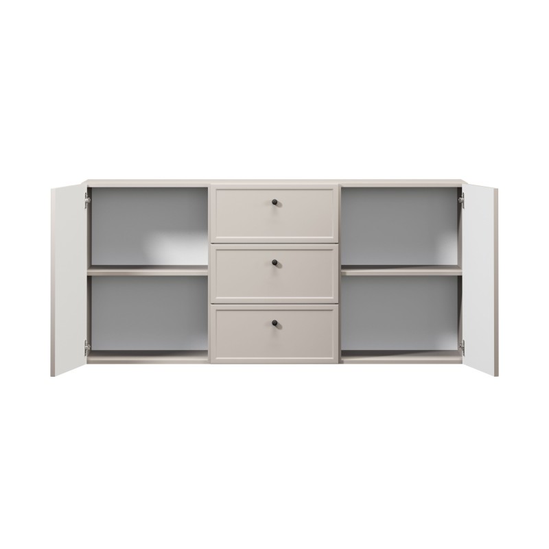 Komoda wisząca Lorini 150 cm z szufladami - kaszmir / czarne uchwyty Komoda wisząca Lorini 150 cm z szufladami - kaszmir / czarne uchwyty