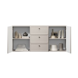 Komoda wisząca Lorini 150 cm z szufladami - kaszmir / czarne uchwyty Komoda wisząca Lorini 150 cm z szufladami - kaszmir / czarne uchwyty
