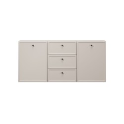 Komoda wisząca Lorini 150 cm z szufladami - kaszmir / czarne uchwyty Komoda wisząca Lorini 150 cm z szufladami - kaszmir / czarne uchwyty