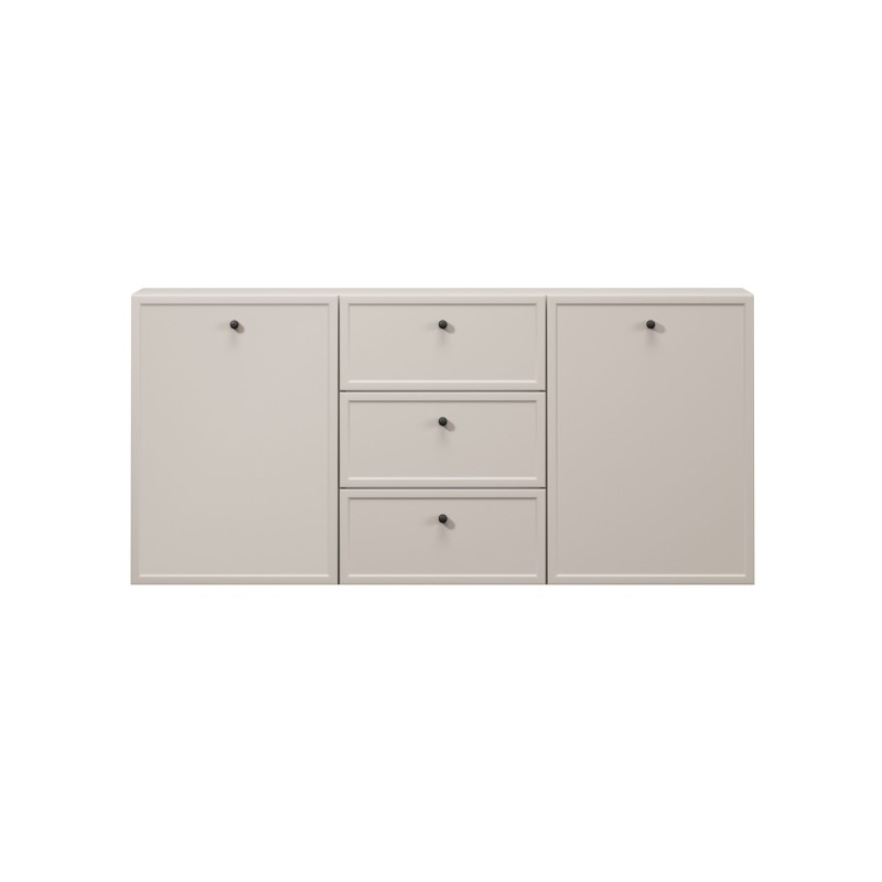 Komoda wisząca Lorini 150 cm z szufladami - kaszmir / czarne uchwyty Komoda wisząca Lorini 150 cm z szufladami - kaszmir / czarne uchwyty