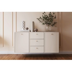 Komoda wisząca Lorini 150 cm - kaszmir, złote uchwyty Komoda wisząca Lorini 150 cm - kaszmir, złote uchwyty