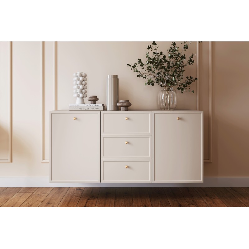 Komoda wisząca Lorini 150 cm - kaszmir, złote uchwyty Komoda wisząca Lorini 150 cm - kaszmir, złote uchwyty
