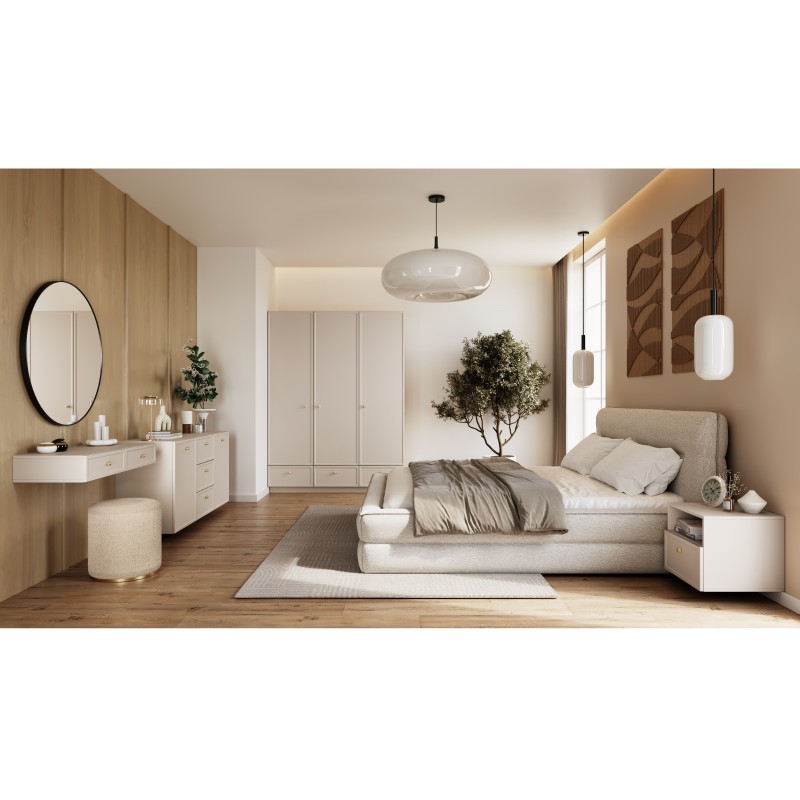 Komoda wisząca Lorini 150 cm - kaszmir, złote uchwyty Komoda wisząca Lorini 150 cm - kaszmir, złote uchwyty