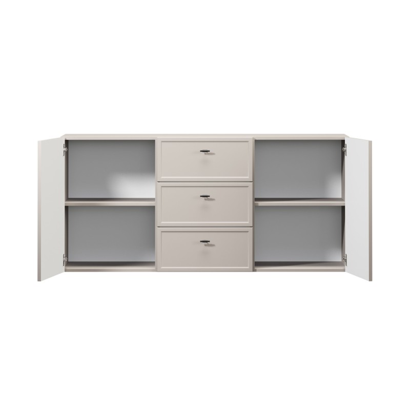 Komoda wisząca Lorini 150 cm z szufladami - kaszmir / czarne uchwyty T-bar Komoda wisząca Lorini 150 cm z szufladami - kaszmir / czarne uchwyty T-bar