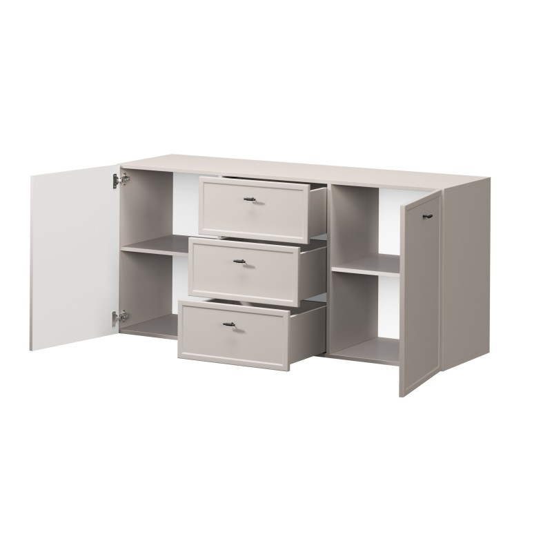 Komoda wisząca Lorini 150 cm z szufladami - kaszmir / czarne uchwyty T-bar Komoda wisząca Lorini 150 cm z szufladami - kaszmir / czarne uchwyty T-bar