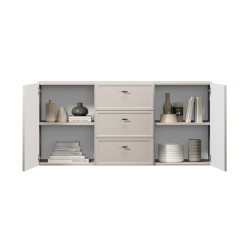 Komoda wisząca Lorini 150 cm z szufladami - kaszmir / czarne uchwyty T-bar Komoda wisząca Lorini 150 cm z szufladami - kaszmir / czarne uchwyty T-bar