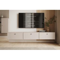 Szafka RTV wisząca Lorini 200 cm - kaszmir/czarne uchwyty Szafka RTV wisząca Lorini 200 cm - kaszmir/czarne uchwyty