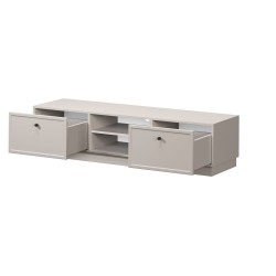 Szafka RTV Lorini 150 cm - kaszmir, czarne uchwyty Szafka RTV Lorini 150 cm - kaszmir, czarne uchwyty