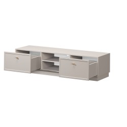 Szafka RTV Lorini 150 cm - kaszmir, złote uchwyty Szafka RTV Lorini 150 cm - kaszmir, złote uchwyty
