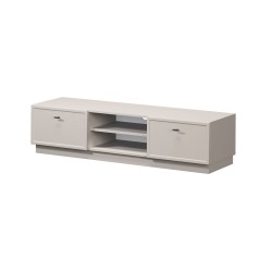 Szafka RTV Lorini 150 cm - kaszmir, czarne uchwyty T-bar