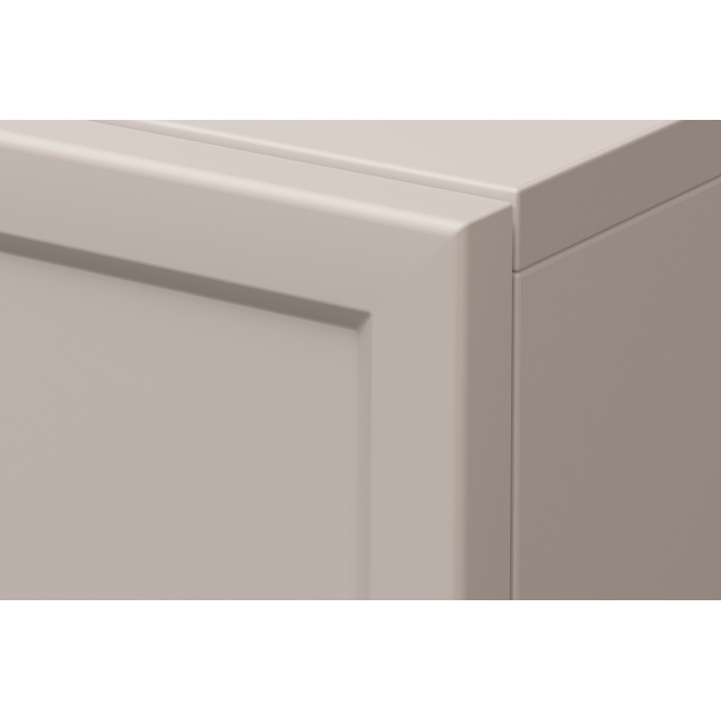 Szafka RTV Lorini 150 cm - kaszmir, czarne uchwyty T-bar