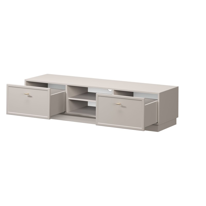 Szafka RTV Lorini 150 cm - kaszmir, złote uchwyty T-bar Szafka RTV Lorini 150 cm - kaszmir, złote uchwyty T-bar