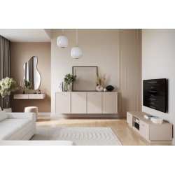 Szafka RTV Lorini 150 cm - kaszmir, złote uchwyty T-bar Szafka RTV Lorini 150 cm - kaszmir, złote uchwyty T-bar