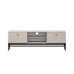 Szafka RTV Lorini 150 cm - kaszmir, czarne uchwyty T-bar Szafka RTV Lorini 150 cm - kaszmir, czarne uchwyty T-bar