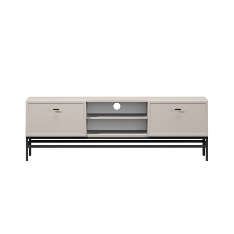 Szafka RTV Lorini 150 cm - kaszmir, czarne uchwyty T-bar Szafka RTV Lorini 150 cm - kaszmir, czarne uchwyty T-bar
