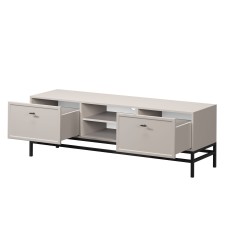 Szafka RTV Lorini 150 cm - kaszmir, czarne uchwyty T-bar Szafka RTV Lorini 150 cm - kaszmir, czarne uchwyty T-bar