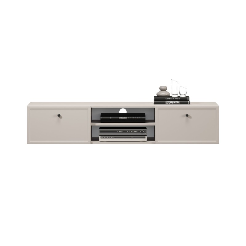 Szafka RTV wisząca Lorini 150 cm - kaszmir/czarne uchwyty