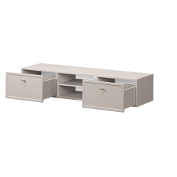 Szafka RTV wisząca Lorini 150 cm z szufladami - kaszmir / złote uchwyty Szafka RTV wisząca Lorini 150 cm z szufladami - kaszmir / złote uchwyty