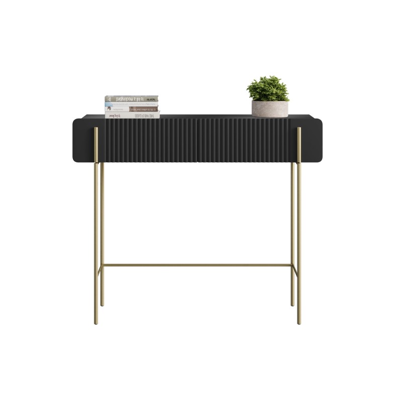 Toaletka Malmi 100 cm z szufladami - czarny mat / złote nóżki Toaletka Malmi 100 cm z szufladami - czarny mat / złote nóżki