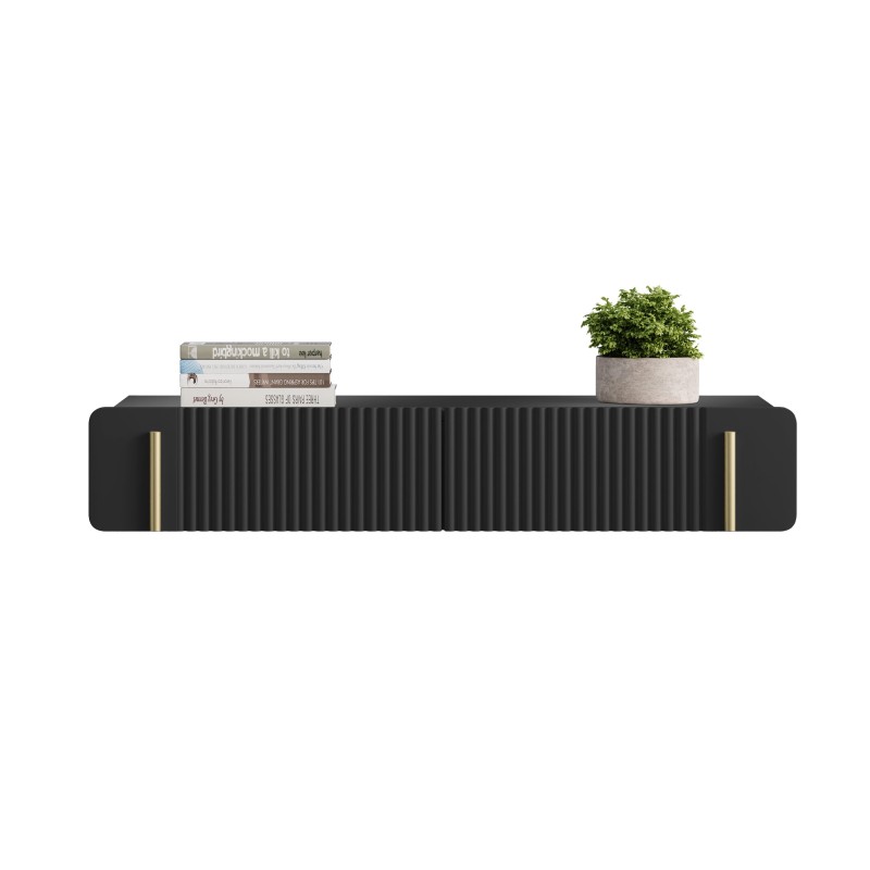 Toaletka Malmi 100 cm wisząca z szufladami - czarny mat / złoty Toaletka Malmi 100 cm wisząca z szufladami - czarny mat / złoty
