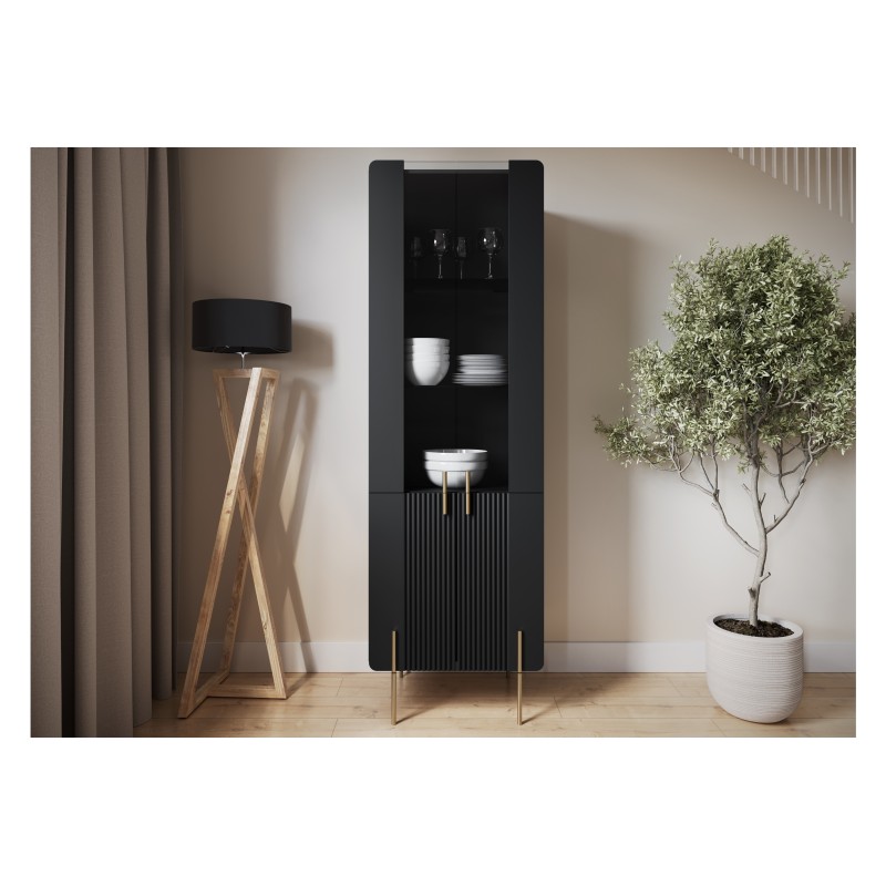 Witryna Malmi 60 cm - czarny mat / złote nóżki Witryna Malmi 60 cm - czarny mat / złote nóżki