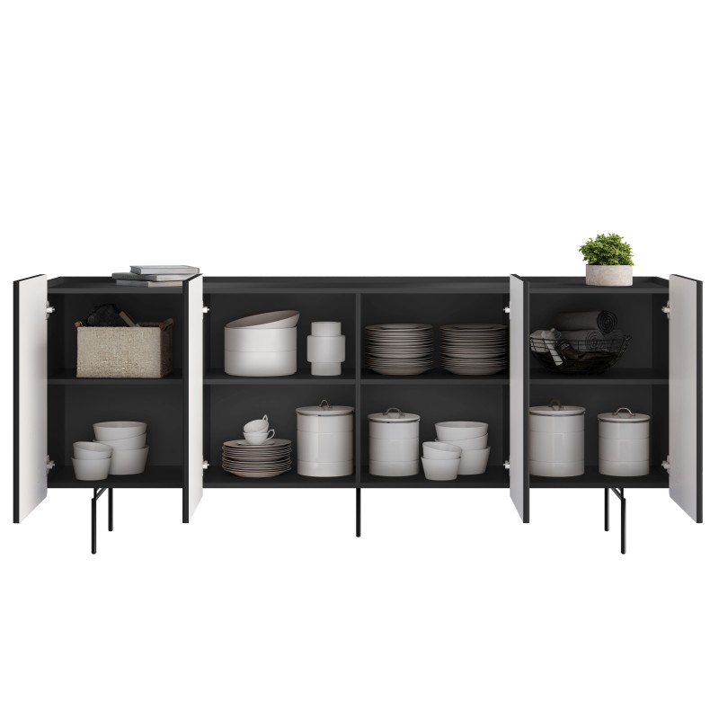 Komoda Malmi 200 cm - czarny mat / czarne nóżki Komoda Malmi 200 cm - czarny mat / czarne nóżki