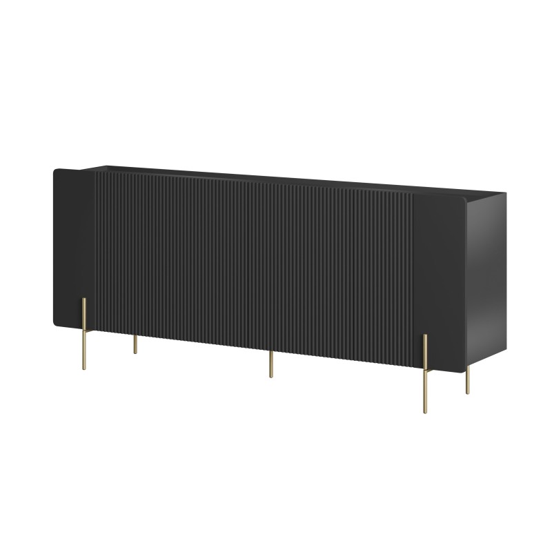 Komoda Malmi 200 cm - czarny mat / złote nóżki