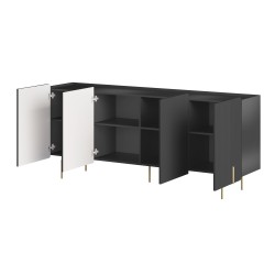 Komoda Malmi 200 cm - czarny mat / złote nóżki Komoda Malmi 200 cm - czarny mat / złote nóżki