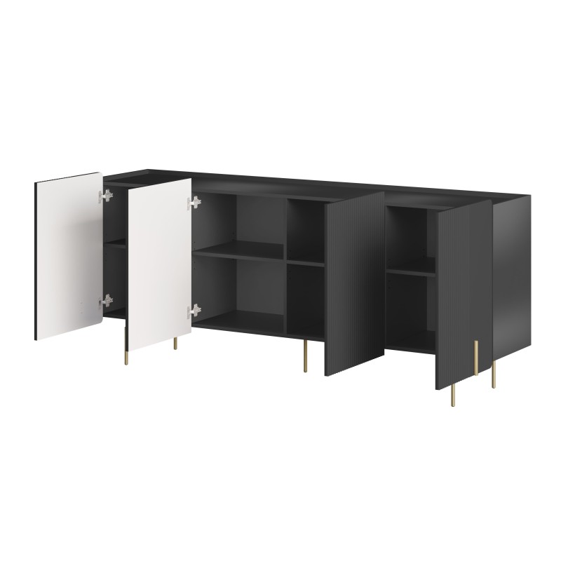 Komoda Malmi 200 cm - czarny mat / złote nóżki Komoda Malmi 200 cm - czarny mat / złote nóżki