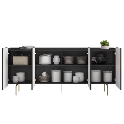 Komoda Malmi 200 cm - czarny mat / złote nóżki Komoda Malmi 200 cm - czarny mat / złote nóżki