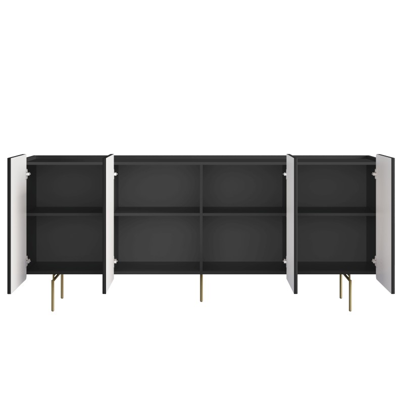Komoda Malmi 200 cm - czarny mat / złote nóżki Komoda Malmi 200 cm - czarny mat / złote nóżki