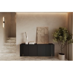 Komoda Malmi 200 cm wisząca - czarny mat / złoty Komoda Malmi 200 cm wisząca - czarny mat / złoty