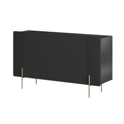 Komoda Malmi 150 cm - czarny mat z złotymi nóżkami