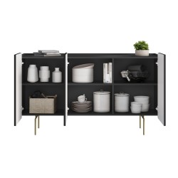 Komoda Malmi 150 cm - czarny mat / złote nóżki Komoda Malmi 150 cm - czarny mat / złote nóżki