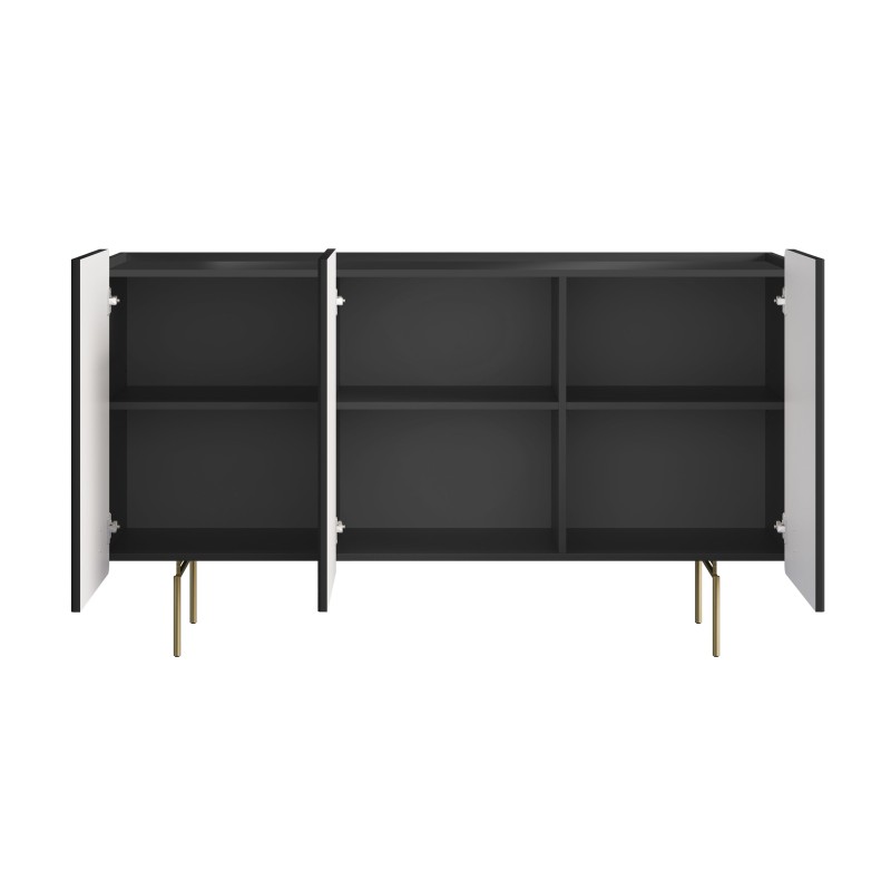 Komoda Malmi 150 cm - czarny mat / złote nóżki Komoda Malmi 150 cm - czarny mat / złote nóżki