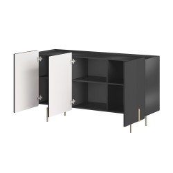 Komoda Malmi 150 cm - czarny mat / złote nóżki Komoda Malmi 150 cm - czarny mat / złote nóżki