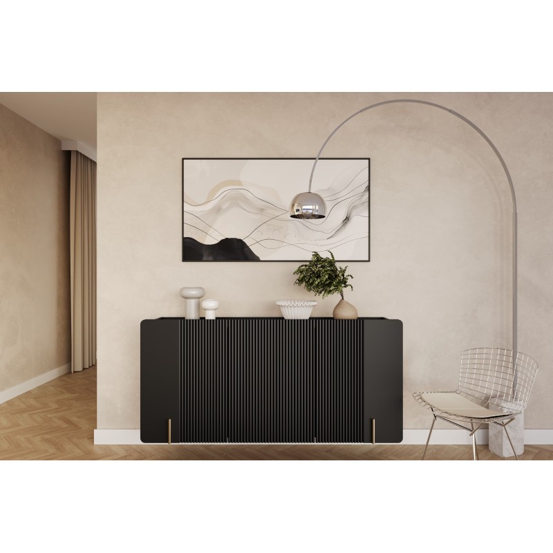 Komoda Malmi 150 cm wisząca - czarny mat / złoty Komoda Malmi 150 cm wisząca - czarny mat / złoty