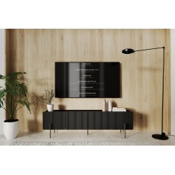 Szafka RTV Malmi 200 cm - czarny mat / czarne nóżki Szafka RTV Malmi 200 cm - czarny mat / czarne nóżki
