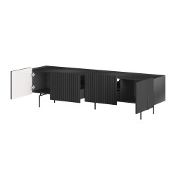 Szafka RTV Malmi 200 cm - czarny mat / czarne nóżki Szafka RTV Malmi 200 cm - czarny mat / czarne nóżki