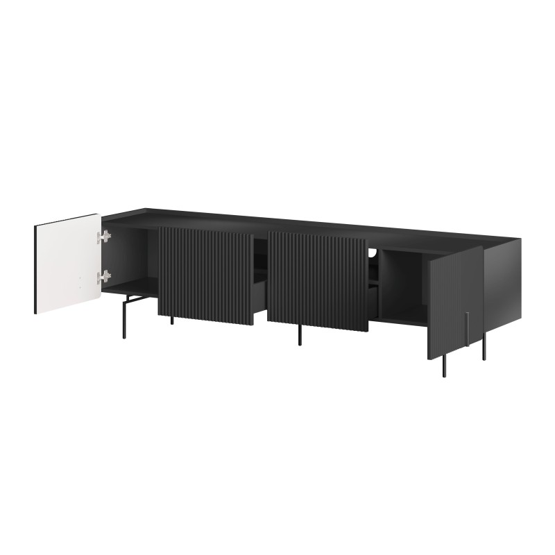 Szafka RTV Malmi 200 cm - czarny mat / czarne nóżki Szafka RTV Malmi 200 cm - czarny mat / czarne nóżki