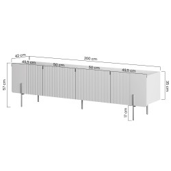 Szafka RTV Malmi 200 cm - czarny mat / złote nóżki Szafka RTV Malmi 200 cm - czarny mat / złote nóżki