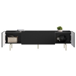 Szafka RTV Malmi 200 cm - czarny mat / złote nóżki Szafka RTV Malmi 200 cm - czarny mat / złote nóżki