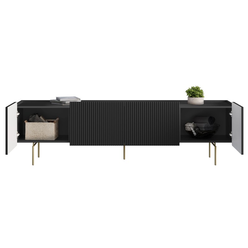 Szafka RTV Malmi 200 cm - czarny mat / złote nóżki Szafka RTV Malmi 200 cm - czarny mat / złote nóżki